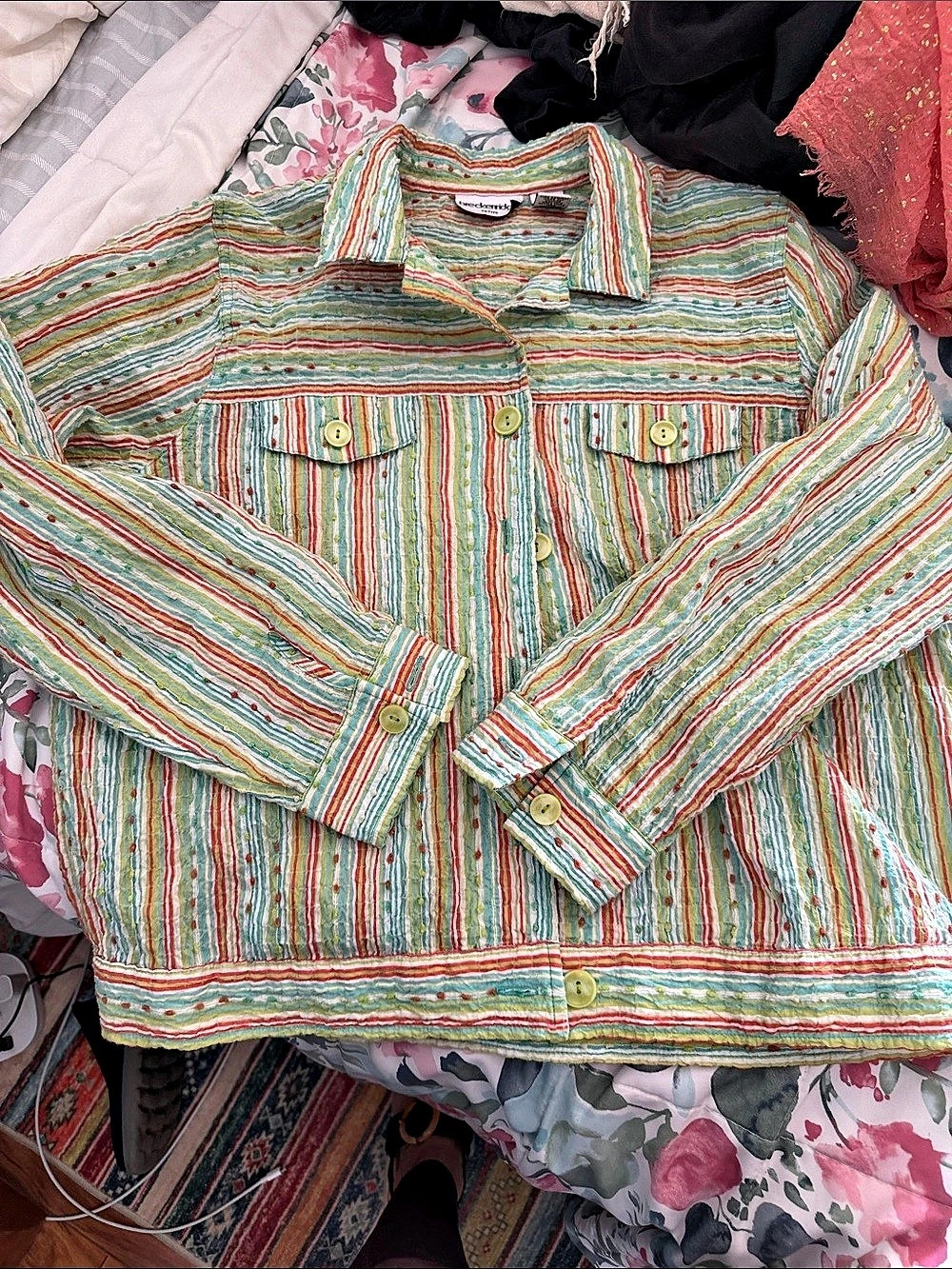 Breckenridge Striped Utility Jacket in Green & Red